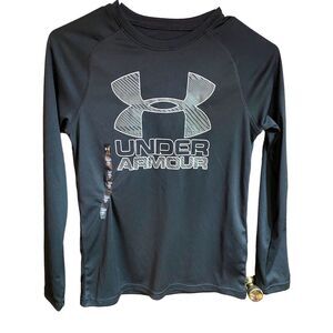 NWOT Under Armour HeatGear Long Sleeve Youth Medium Black/Grey Activewear